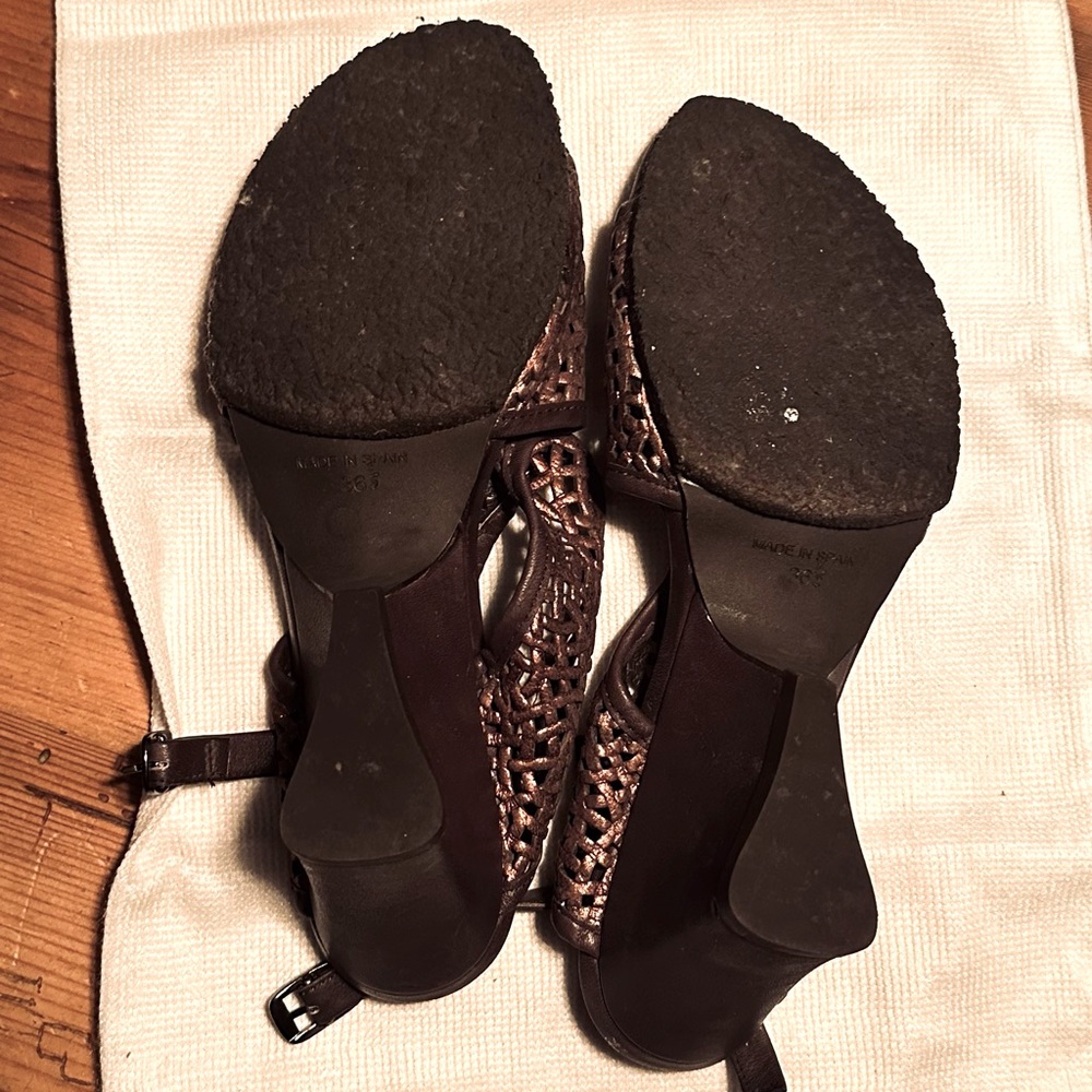 Audley Shoes London LALA Wedge Heels Copper Metallic Slingback Sandals US 6.5 - Picture 6 of 8